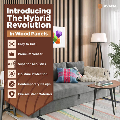 Avana Acoustic Wood Wall Panels – 93.2x11.25 Inch Panels – Fits 94x12 Layout – White Oak Acoustic Panels 4 PCs – Wall Panels for Interior Wall Decor for Homes, Offices – Durable Wood Panels for Wall