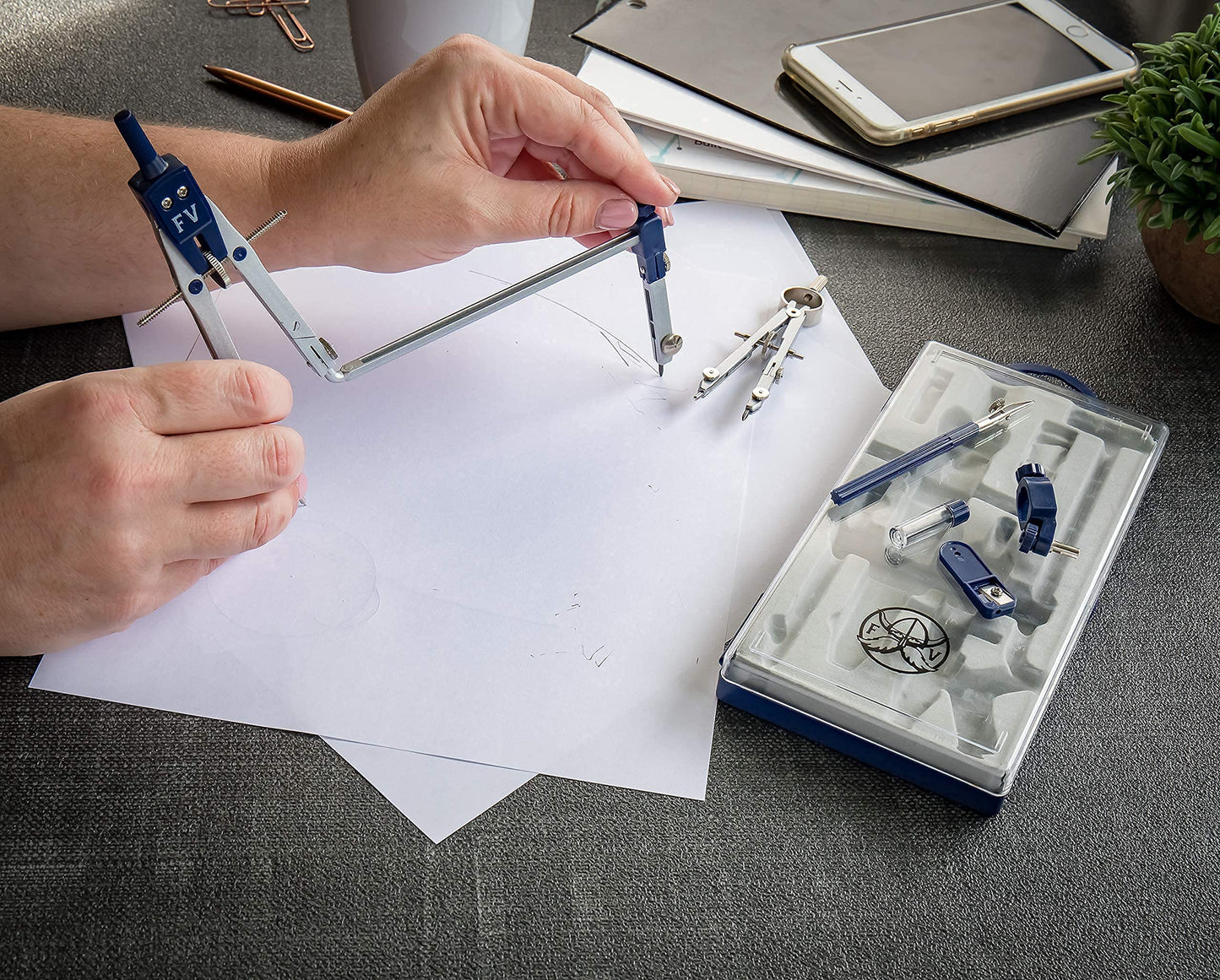 Drafting Compass for Geometry Set - Drawing Compass Geometry Set for Drafting, Math and Making Circles with Large Extension Beam for School, Drafting, Engineering and Architecture