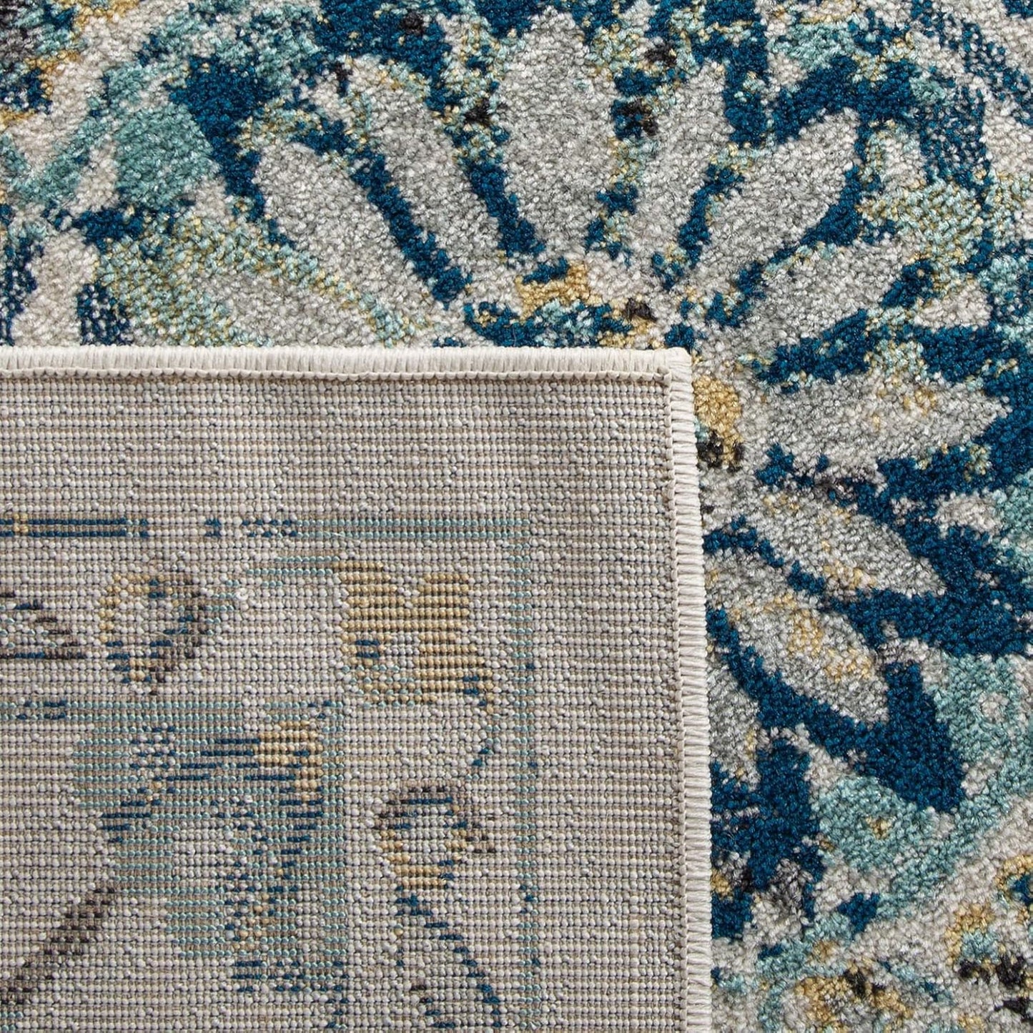 SAFAVIEH Evoke Collection Accent Rug (2'2" x 4', Ivory & Blue, Boho Design, Non-Shedding, Easy Care)