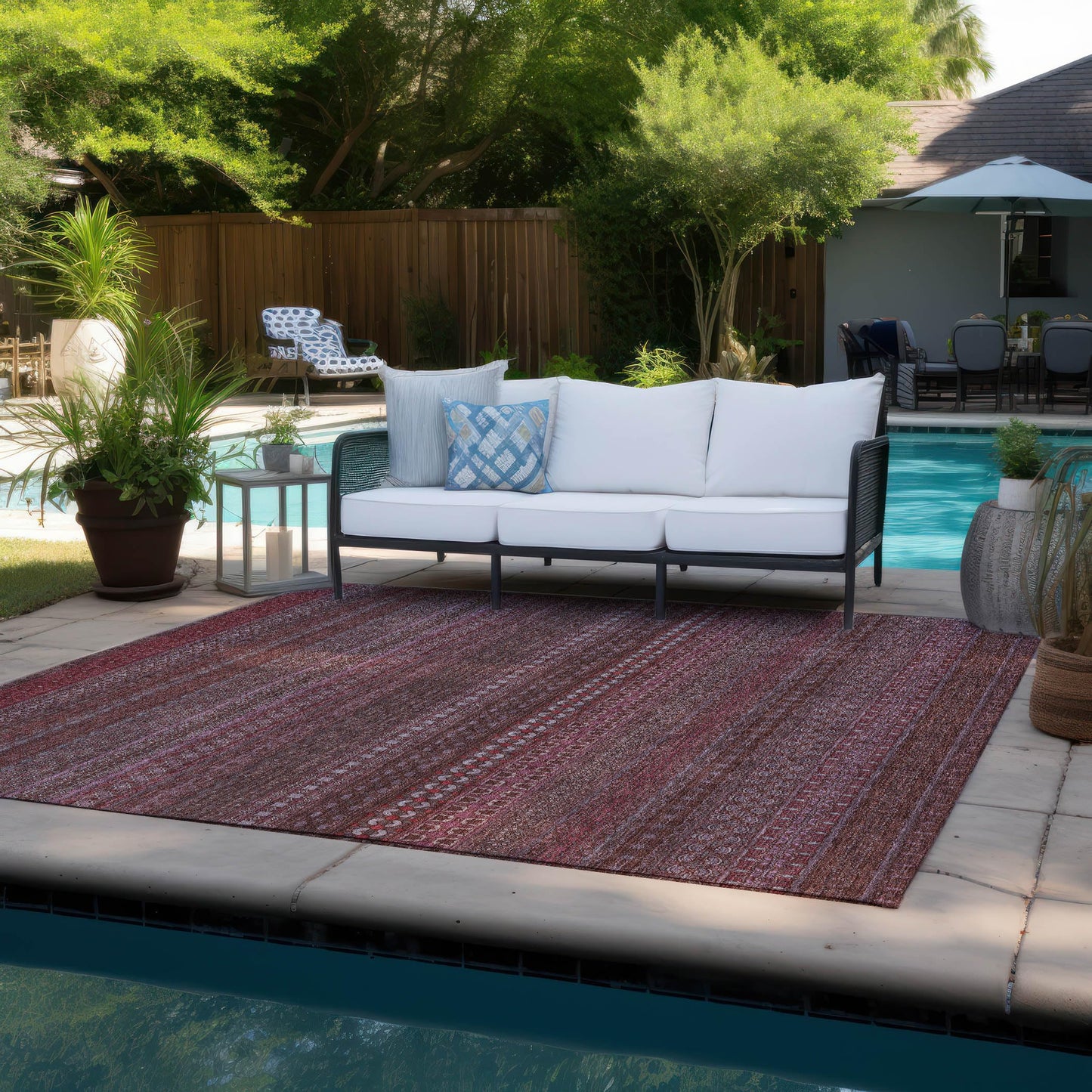 Addison Rugs Chantille ACN527 Red 9' x 12 Indoor Outdoor Area Rug, Stain Resistant, Machine Washable, Non Shedding, Bedroom, Living Room, Dining Room, Kitchen Rug