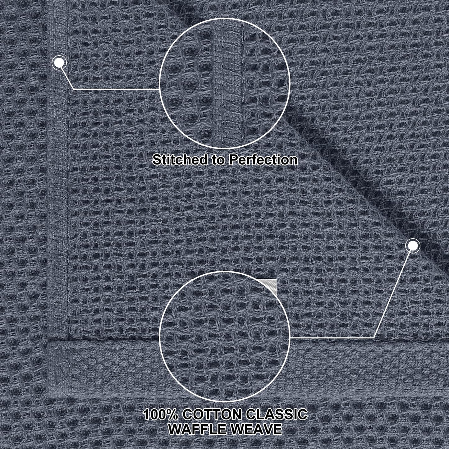 Homaxy 100% Cotton Kitchen Towels and Dishcloths Set, 12 x 12 Inches and 13 x 28 Inches, Set of 8 Bulk Kitchen Towels Set, Ultra Soft Absorbent Dish Cloths for Washing Dishes, Dark Grey