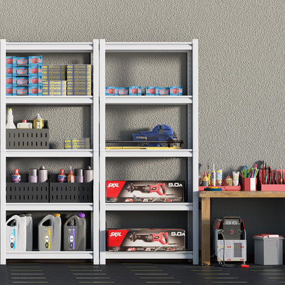 skillmaid 5 Tier White Storage Shelves - Adjustable Pantry Shelves Metal Closet Shelf, Heavy Duty Shelving Unit Utility Rack Organizer for Kitchen Closet Pantry Garage, 28" W x 12" D x 59" H, Set of 4