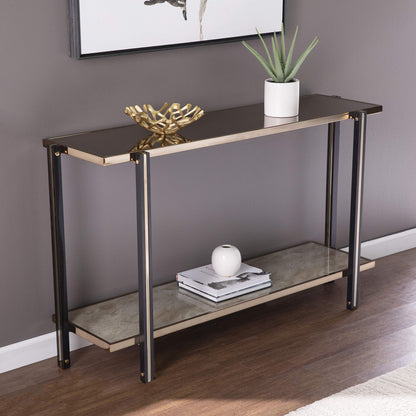 SEI Furniture - Thornsett Console Table with Mirrored Top - Transitional Design, Champagne Glass and Wood - Ideal for Entryway, Living Room (CK1131203)