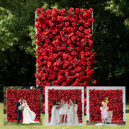 Artificial Luxury‌ Flower Wall Panels, Gorgeous 3D Silk Floral Backdrop for Wedding, Baby Show, Party and Home Decor, Quick Assembly/Storage, Both Eco ＆ Pet Friendly, 4ft*8ft