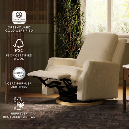 Namesake Crewe Glider Recliner Nursery Chair - GREENGUARD Gold & Certi-PUR US Certified Rocker Recliner - Glider Rocking Chair for Nursery & Living Room - Manual, 360° Swivel, Ivory