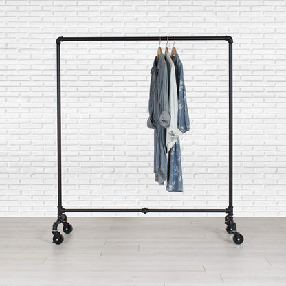 William Roberts Vintage Industrial Pipe Heavy-Duty Rolling Clothing Rack