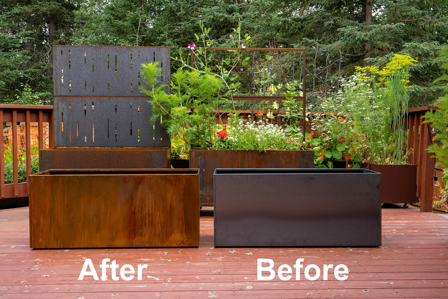 Nice Planter Corten Steel Trough Planter, 20" x 40" x 20"