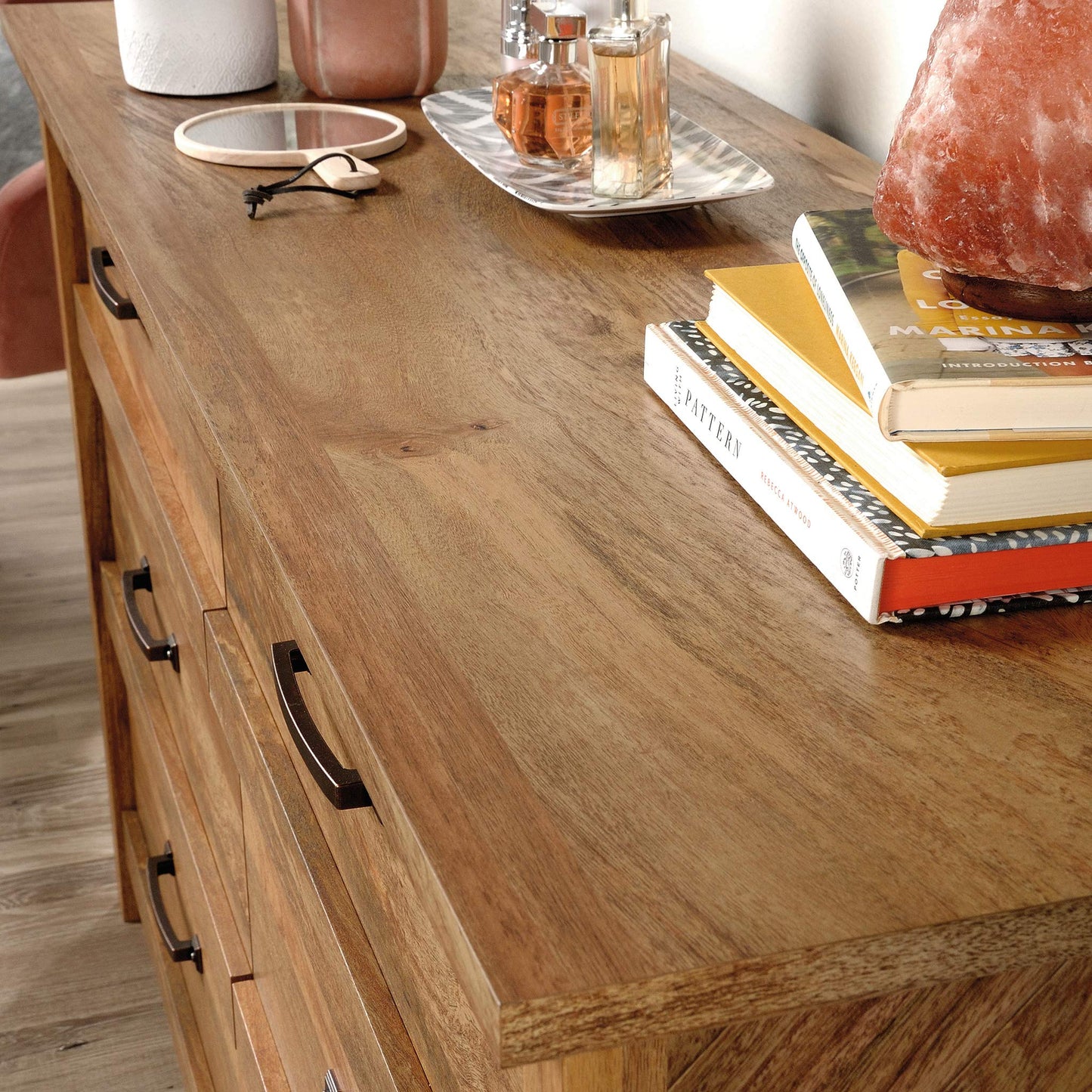 Sauder Cannery Bridge 6 Drawer Dresser Bedroom Dresser Chest of Drawers Wooden, in Sindoori Mango