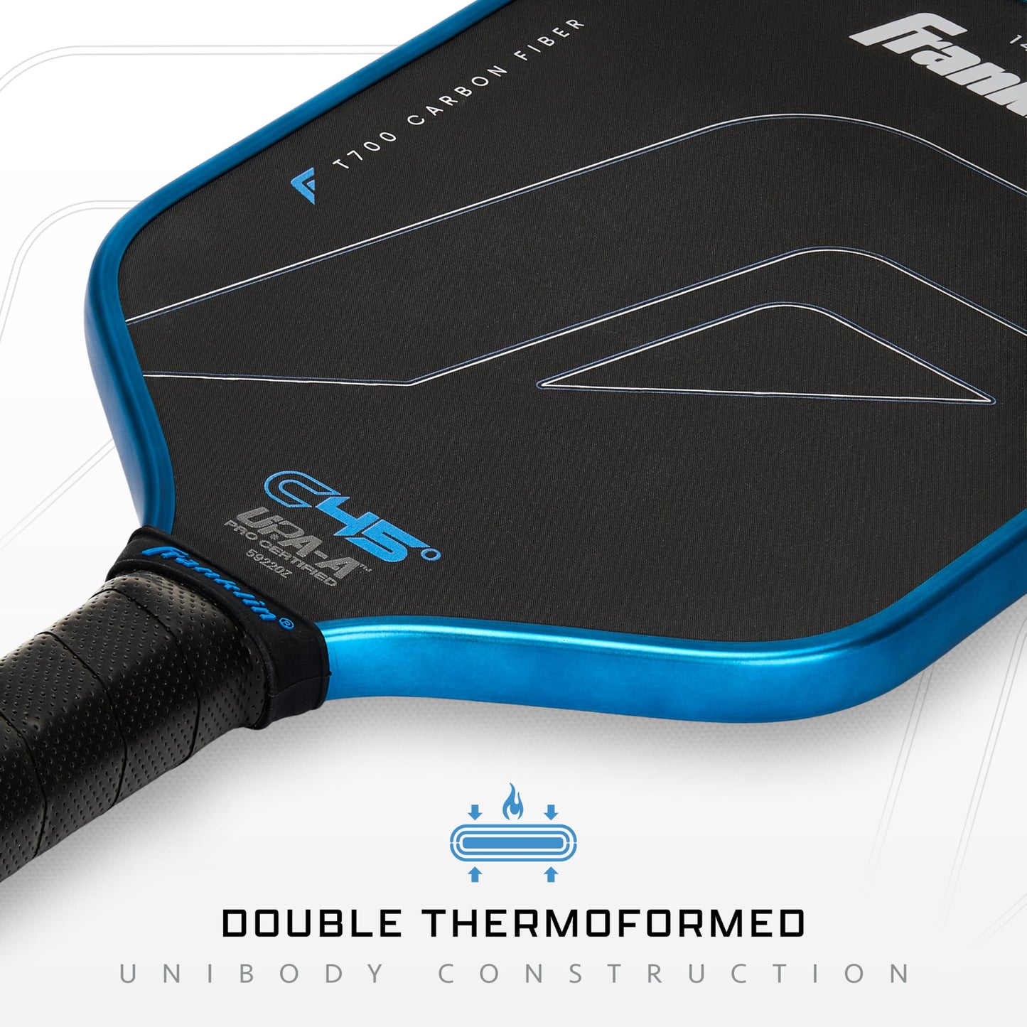 Franklin Sports PRO Pickleball Paddles – C45 Carbon Fiber Series - Official USAP + UPA Approved – Pro Player Design, Hybrid 14MM Blue