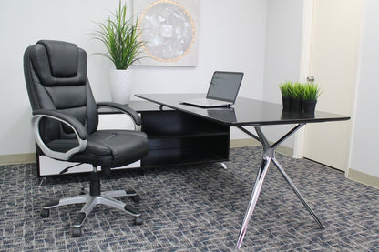 Boss Black No Tools Required Executive Leather Chair