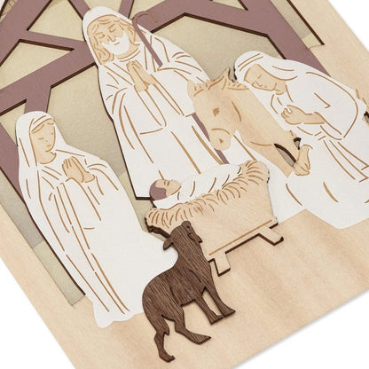 Papyrus Religious Christmas Card with Wooden Manger Nativity Scene (A Child is Born)