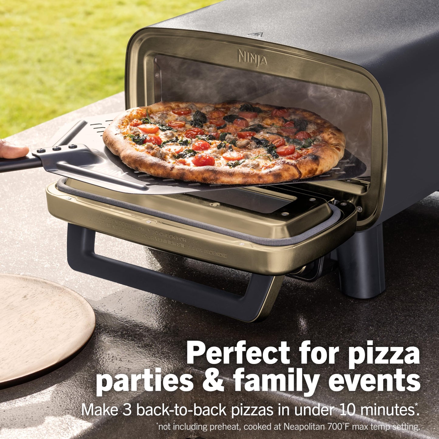 Ninja Artisan Outdoor Pizza Oven, 12-inch, 3-minute Pizza, Neapolitan, Thin Crust, New York Chicago, Custom, 700F Max Temperature, Electric Heat, Bake, Broil, Proof, Warm, Blue, MO201BL1