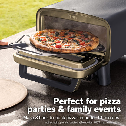 Ninja Artisan Outdoor Pizza Oven, 12-inch, 3-minute Pizza, Neapolitan, Thin Crust, New York Chicago, Custom, 700F Max Temperature, Electric Heat, Bake, Broil, Proof, Warm, Blue, MO201BL1