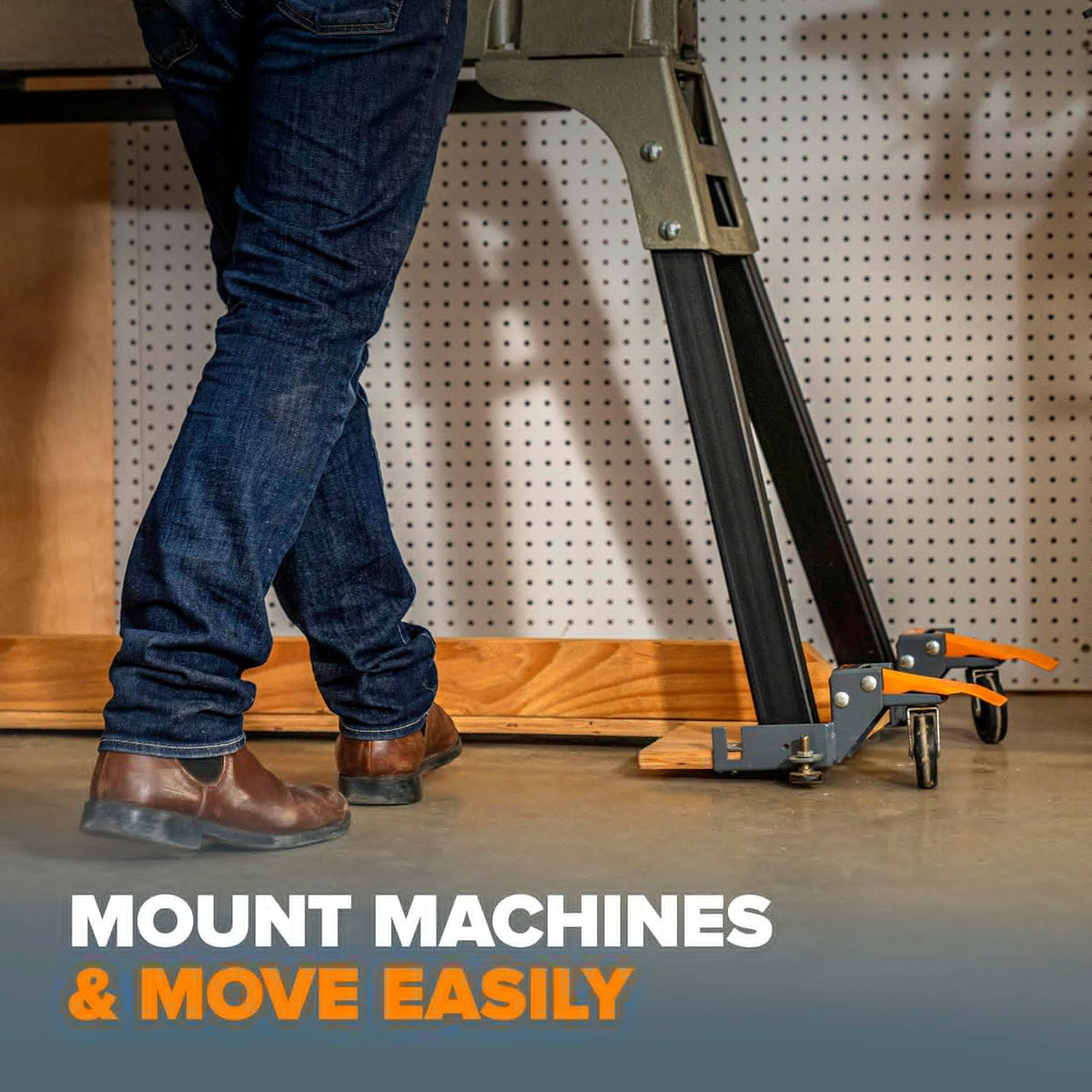 Portamate PM-1100 Mobile Base Kit - Heavy-Duty Adjustable Dolly Roller Frame | 400 lb Capacity, Universal Fit