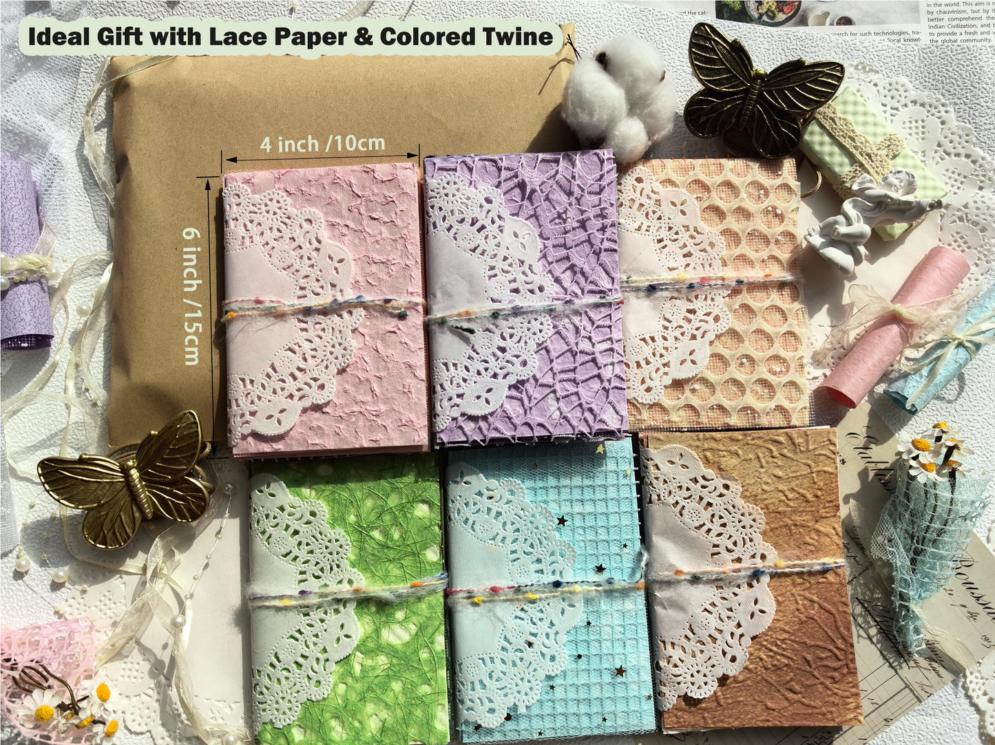 Flartmo 102 Sheets Textured Scrapbook Paper and Mesh Fabric Kit, 6 Pack Handmade Special Decorative Decoupage Paper for Scrapbooking Bullet Junk Journal Supplies Cards Crafts( 6 x 4 inches)
