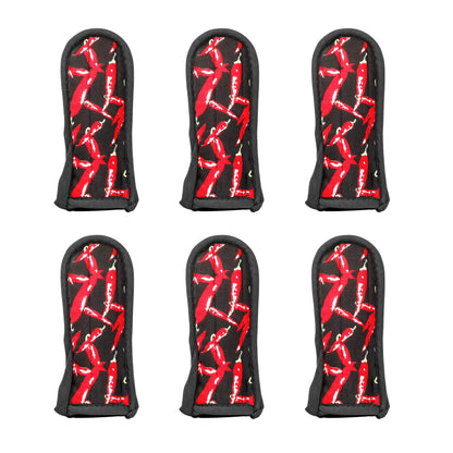 New Star Foodservice 1028744 Commercial-Grade Hot Skillet Handle Cover Holder, Hot Handle Holders/Mitts, Red Peppers Pan Cotton Handle Sleeve, Set of 6