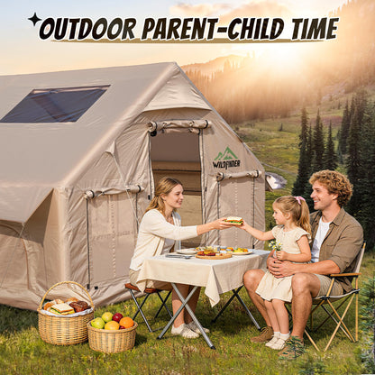 Inflatable Tent with Skylight, Quick Setup Blow Up Tents with Pump, Waterproof Oxford Inflatable House for Camping, Hot Tent with Stove Jack, Air Glamping Tents for Camping Adult 10-12 Person