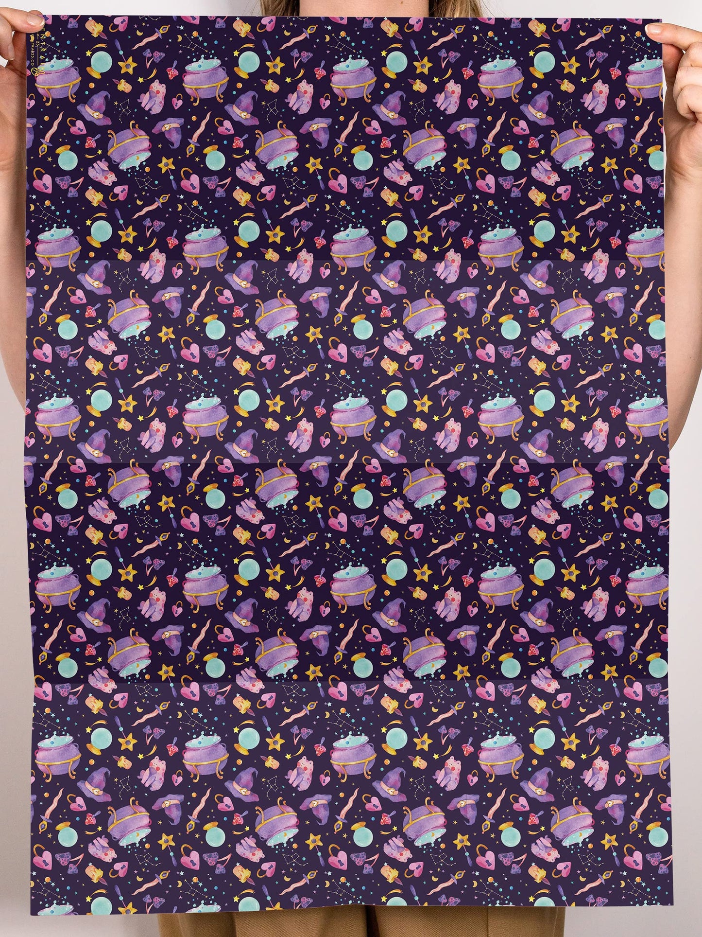 CENTRAL 23 Witch Wrapping Paper - Purple Gift Wrapping Paper - 6 Sheets Gift Wrap For Halloween - Dark Mystic - Comes With Fun Stickers
