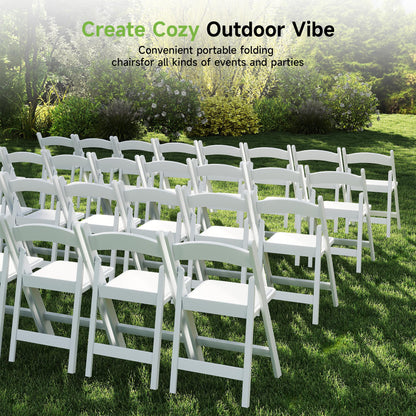 Real Relax White Resin Folding Chairs with Cushion - Comfortable Foldable Plastic Chair - Stackable Chairs with Padded Seats - Indoor/Outdoor Chairs for Events, 600lbs Capacity(10 Pack)