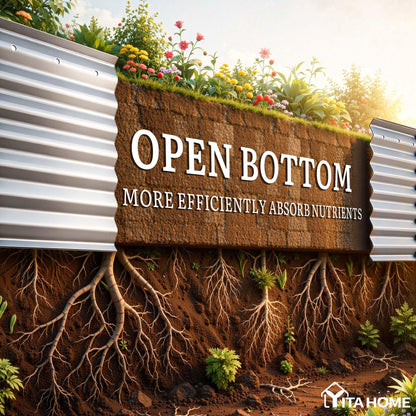 YITAHOME 8x2x2ft Large Raised Garden Bed Kit, 24" Tall 9 in 1 Galvanized Metal Planter Box with Gloves and Safety Rubber, Outdoor Above Ground Planters for Plants Vegetables Flowers, Silver