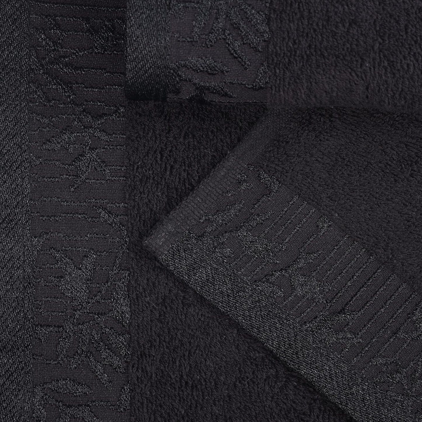 12 Set, 3 3 6 Superior Piece Cotton Towel Floral Jacquard Dobby Border, Quick Dry, Decorative Bathroom, Shower, Bath