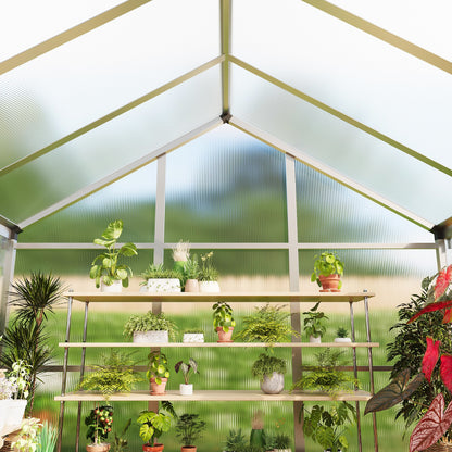 IDEALHOUSE 8×10 FT Greenhouse, Large Walk in Greenhouses for Outdoors and Garden Planting, Polycarbonate Greenhouse with Enhanced Aluminum Frame, Green Houses with Quick Setup Structure and Roof Vent