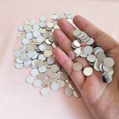 400pcs Mini Round Glass Mirror Mosaic, Small Round Glass Crafts, Real Glass Mirror Mosaic Tiles (Silver Mirror, 1x1cm)