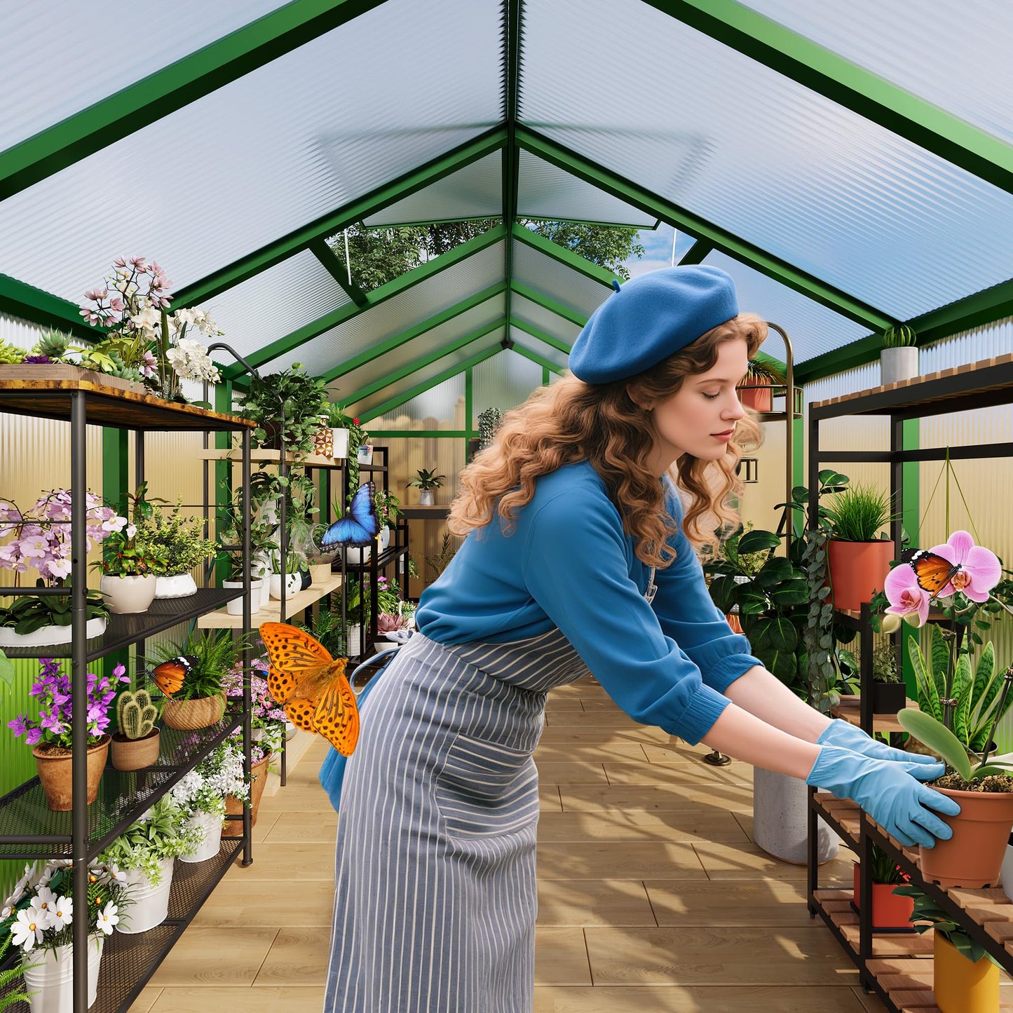 IDEALHOUSE 6×6 FT Greenhouse, Large Walk in Greenhouses for Outdoors and Garden Planting, Polycarbonate Greenhouse with Enhanced Aluminum Frame, Green Houses with Quick Setup Structure and Roof Vent