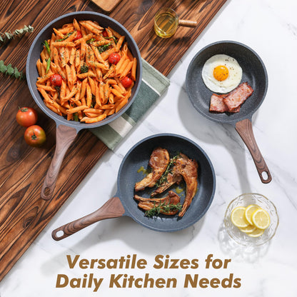 SENSARTE Nonstick Frying Pan Skillets, Swiss Granite Coating Omelette Pans, Healthy Cookware Chef's Pan, Free of Intentionally Added PFOA (8+9.5+11 Inch)