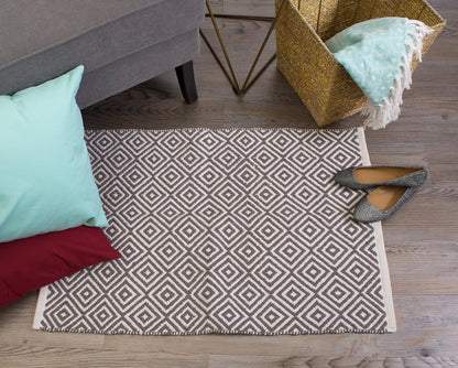 DII 2x3 Woven Cotton Throw Rug, Area Rugs for Kitchen, Bedroom, Bathroom or Entry Way, Small Rug, Diamond Gray