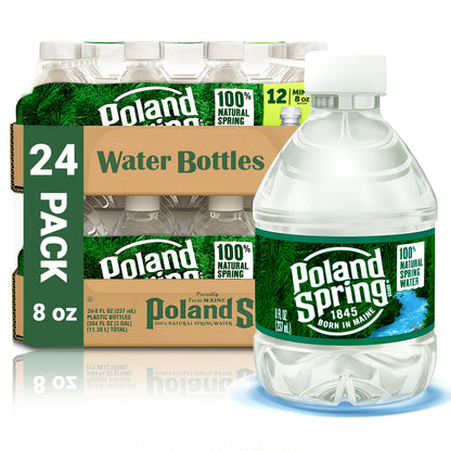 Poland Spring Water Bottles 24 Pack - Small Mini Bottles - Poland Spring 8 oz Bottled Water