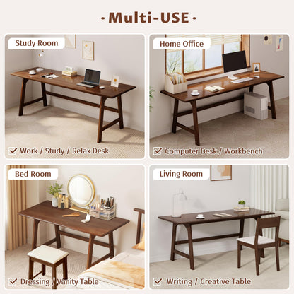 IOTXY Solid Wood Writing Table - 60" W x 24" D Minimalist Computer Desk for Home Office, Work, Study, Creativity, and PC Workstation, Walnut