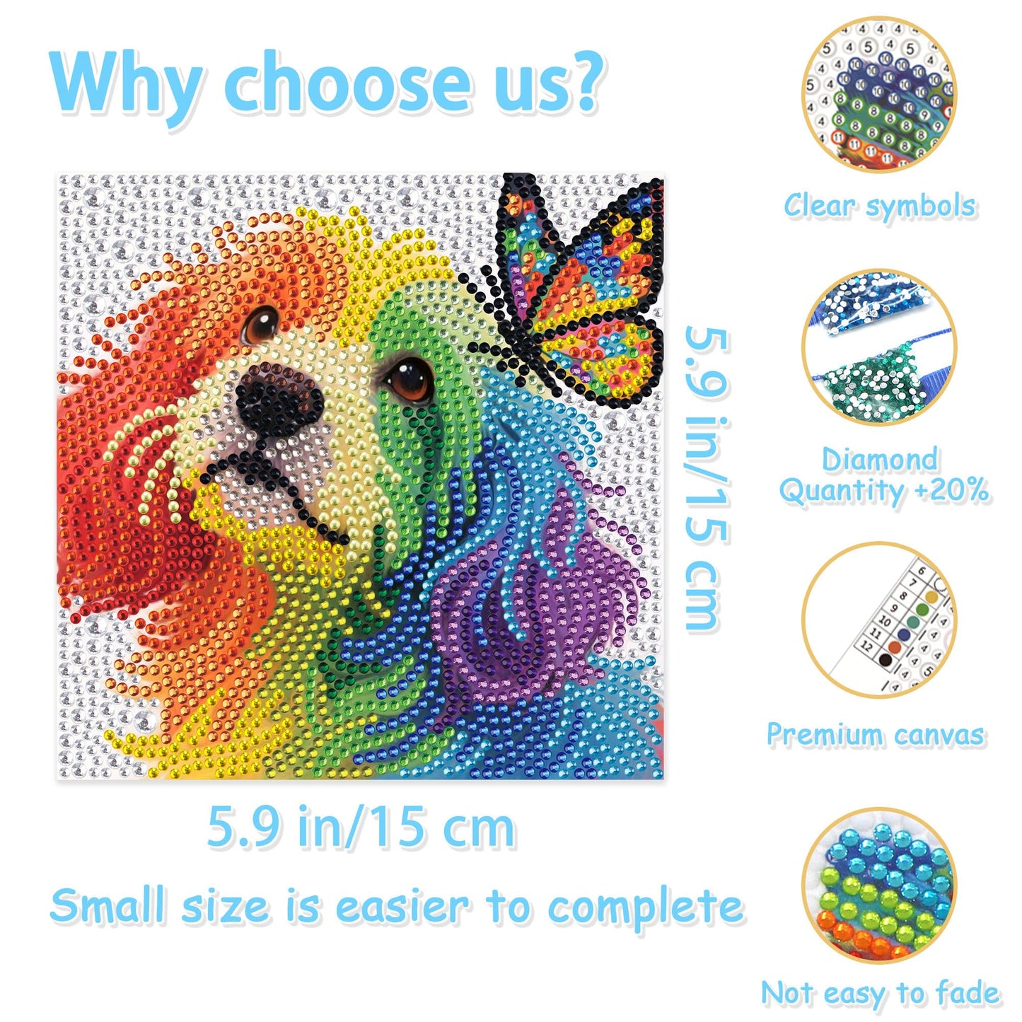 geesfayan 4 Pack Diamond Art Kit for Kids 6 Inch DIY Animal Gem Art with 4 Tools Sets, Gem Painting for Beginners, Creative Craft Gift for Teens & Kids(Tiger Leopard)