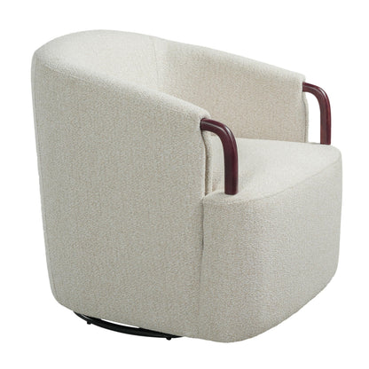 Christopher Knight Home Shiza Modern Swivel Chair with Solid Wood Base, Comfy Swivel Accent Chair with Curved Design, Soft Boucle Upholstered Lounge Sofa Chair for Living Room/Bedroom, Beige