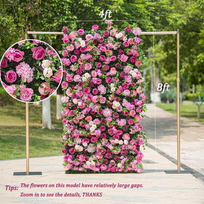 CreateView Artificial Flower Wall Wedding Backdrop, Luxury‌ 3D Silk Floral Party Decor for Wedding Home Hotel Party Baby Show Decor, Quick Assembly/Storage 4 * 8ft (120 * 240cm)