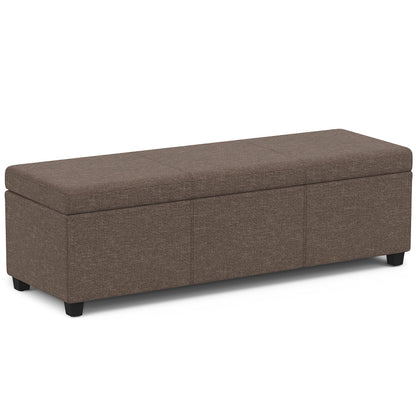 SIMPLIHOME Avalon Extra Large Storage Ottoman Bench - 54 inch Wide Upholstered Linen Look Fabric Rectangular Lift-Top Ottoman in Fawn Brown, Contemporary Bench for Living Room with Hidden Storage