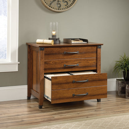 Sauder Carson Forge 2 Drawer Lateral File Cabinet, Rustic Vintage Style Filing Drawers, in Washington Cherry