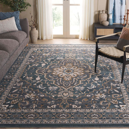 SAFAVIEH Lyndhurst Collection Area Rug - 9' x 12', Teal & Grey, Traditional Oriental Design, Non-Shedding & Easy Care, Ideal for High Traffic Areas in Living Room, Bedroom (LNH338A)
