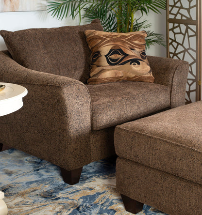 Roundhill Furniture Camero Cafe Fabric Pillow back Accent Chair & Ottoman Set