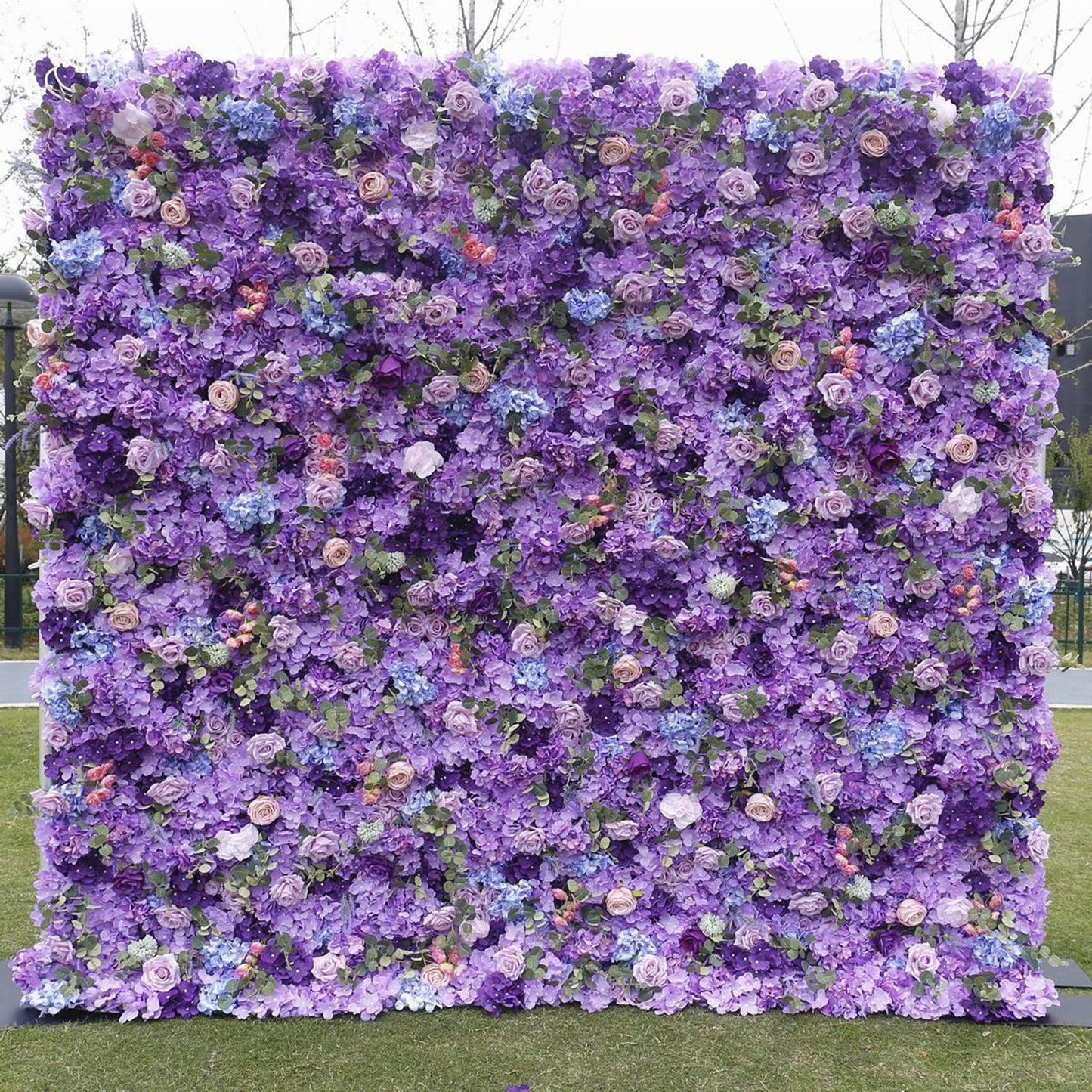 UYCVT Artificial Flower Wall Backdrop Panels,Purple Hydrangea Handmade Romantic Large Wedding Backdrop 3D Floral Wall Fabric Flower Wall for Party Bridal Wedding Background Dec