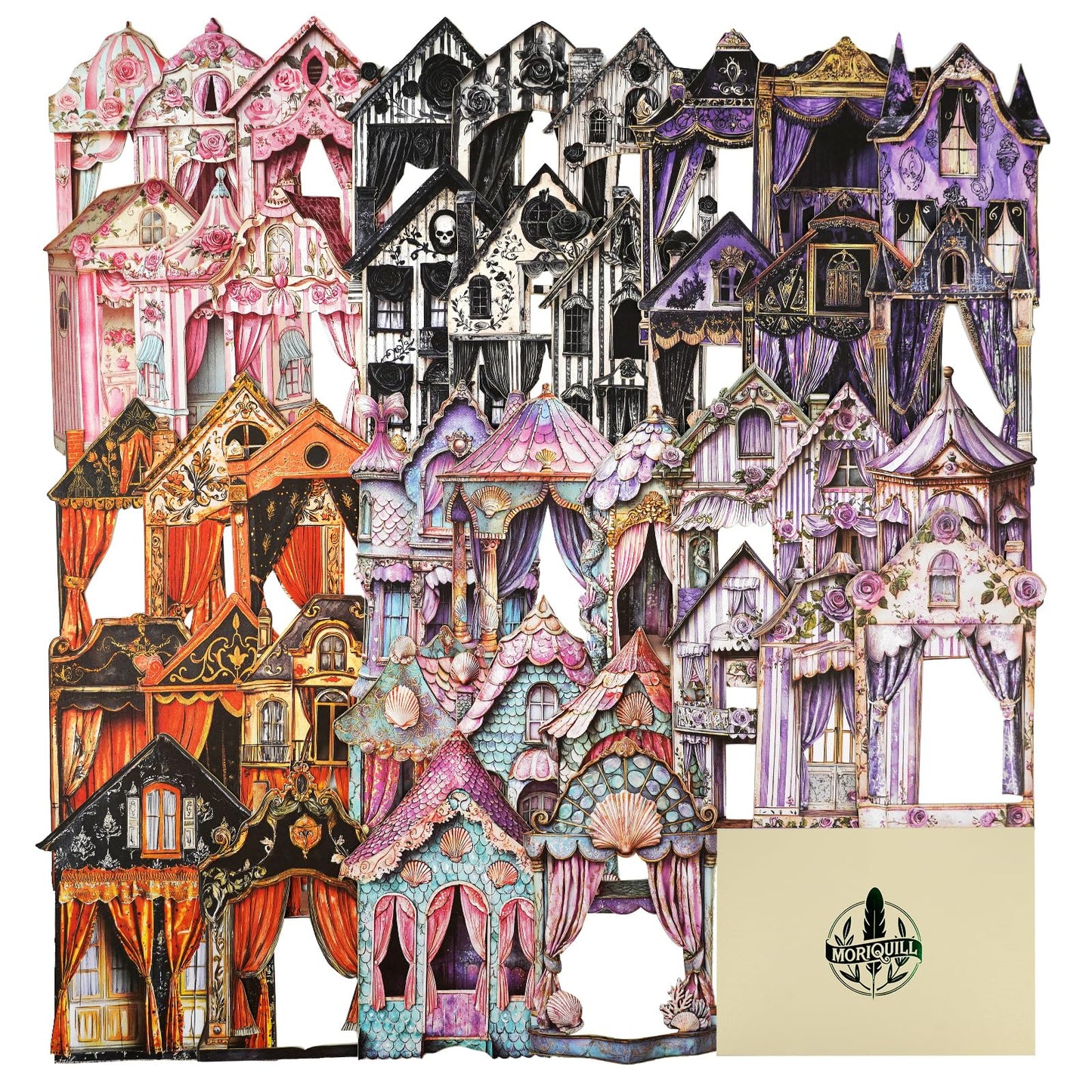 Moriquill 60PCS Doll House Stickers – Retro Cardstock Ephemera Set with Large Hollow Designs for Scrapbooking Journaling Decorative Crafts and DIY Projects