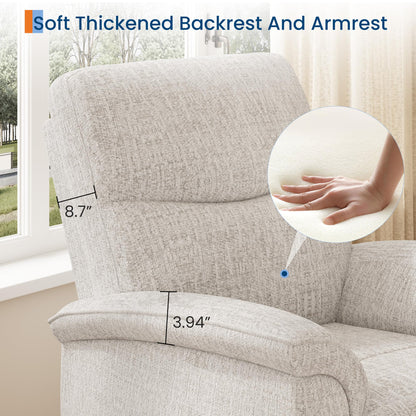 Garvee Swivel Rocker Recliner Chair, Nursery Rocker Recline Chair, Manual Chenille Reclining Armchair with 38.6" w Seat, 350 Lb Capacity, Oversized Single Sofa for Living Room Bedroom,Beige