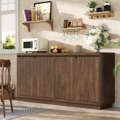 knoworld Buffet Cabinet with Storage, Outlet & Adjustable Shelves, Sideboard Cabinet with Double-Arc Doors, Classic Modern Wood Console Table & Credenza for Dining Room & Entryway