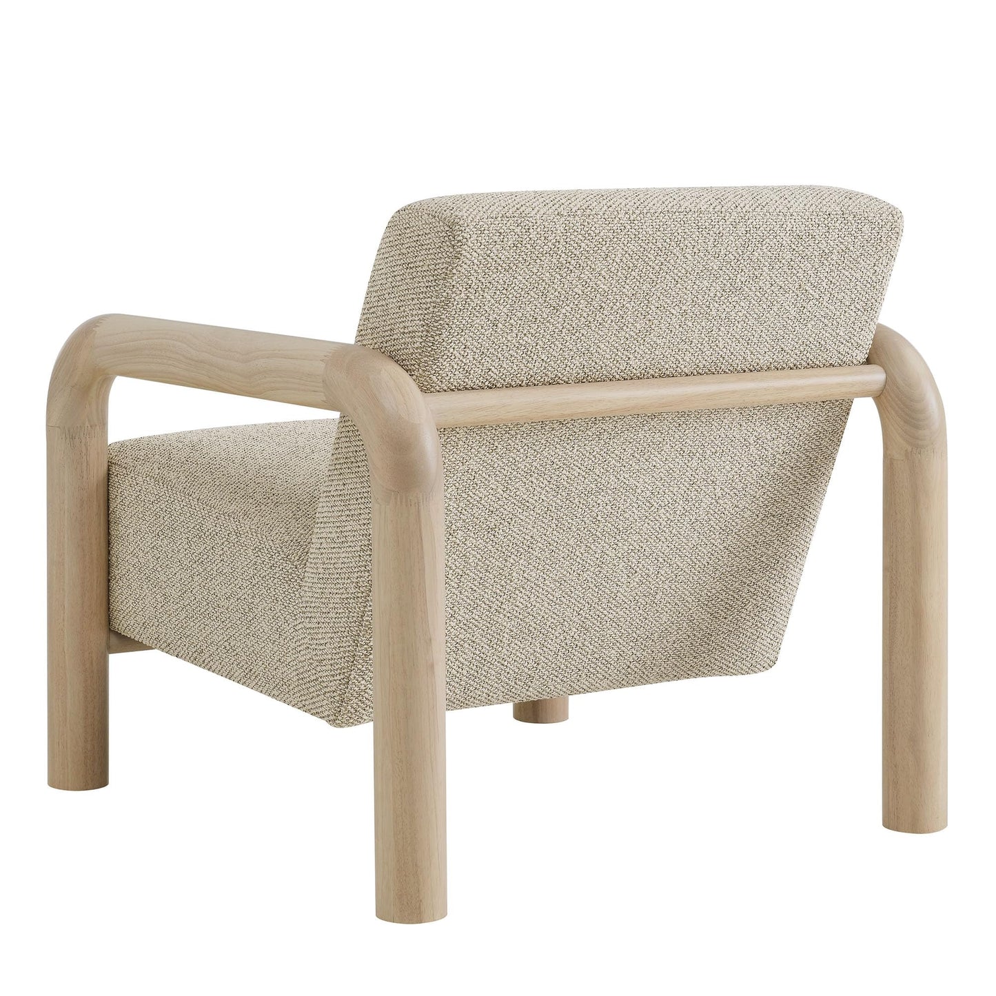 Modway Sereno Modern Boucle Fabric Accent Chair in Marble Oak with Rounded Wood Armrests – Upholstered Lounge Chair for Living Room or Bedroom