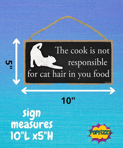 Popfizzy Cook Sign - Funny Wood Cooking Sign, Cat Decor, Gift for Cooks, 5X10”