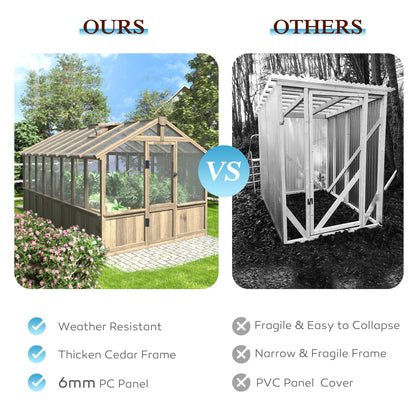 MUPATER 8 x 16 FT Wooden Greenhouse for Outdoor, Heavy Duty Greenhouse Kit with Window Vent and Lockable Door, Walk-in Green Houses for Patio, Garden, Backyard and Lawn, Brown