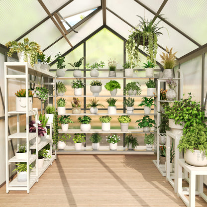 Garvee 6x6 Ft Polycarbonate Greenhouse - Free-Standing Greenhouse for Outdoors with Rust-Resistant Aluminum Frame, Gutter System & Roof Vent, Ideal for Seed Starting & All-Season Plant Protection