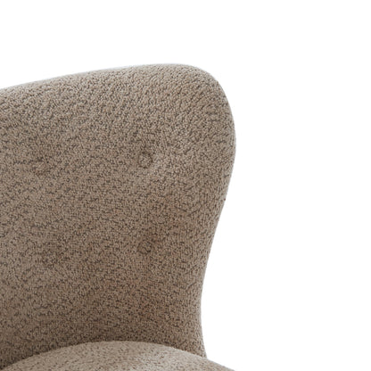 Christopher Knight Home Aurora Boucle Upholstered Wingback Accent Chair, Solid Wood Living Room Slipper Chair, Bedroom Comfy Reading Chair, Brown