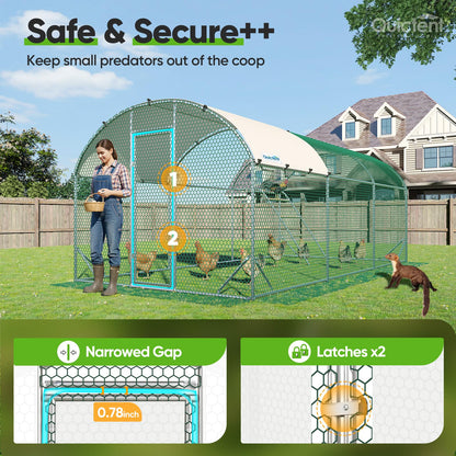 Quictent Essential Series 18x9x6.6ft Metal Chicken Coop Run with Climbing Ladder, Walk-in Outdoor Poultry Cage with PVC Coated Chicken Wire, Hen Duck Rabbit Farm House, Waterproof Anti-UV Cover