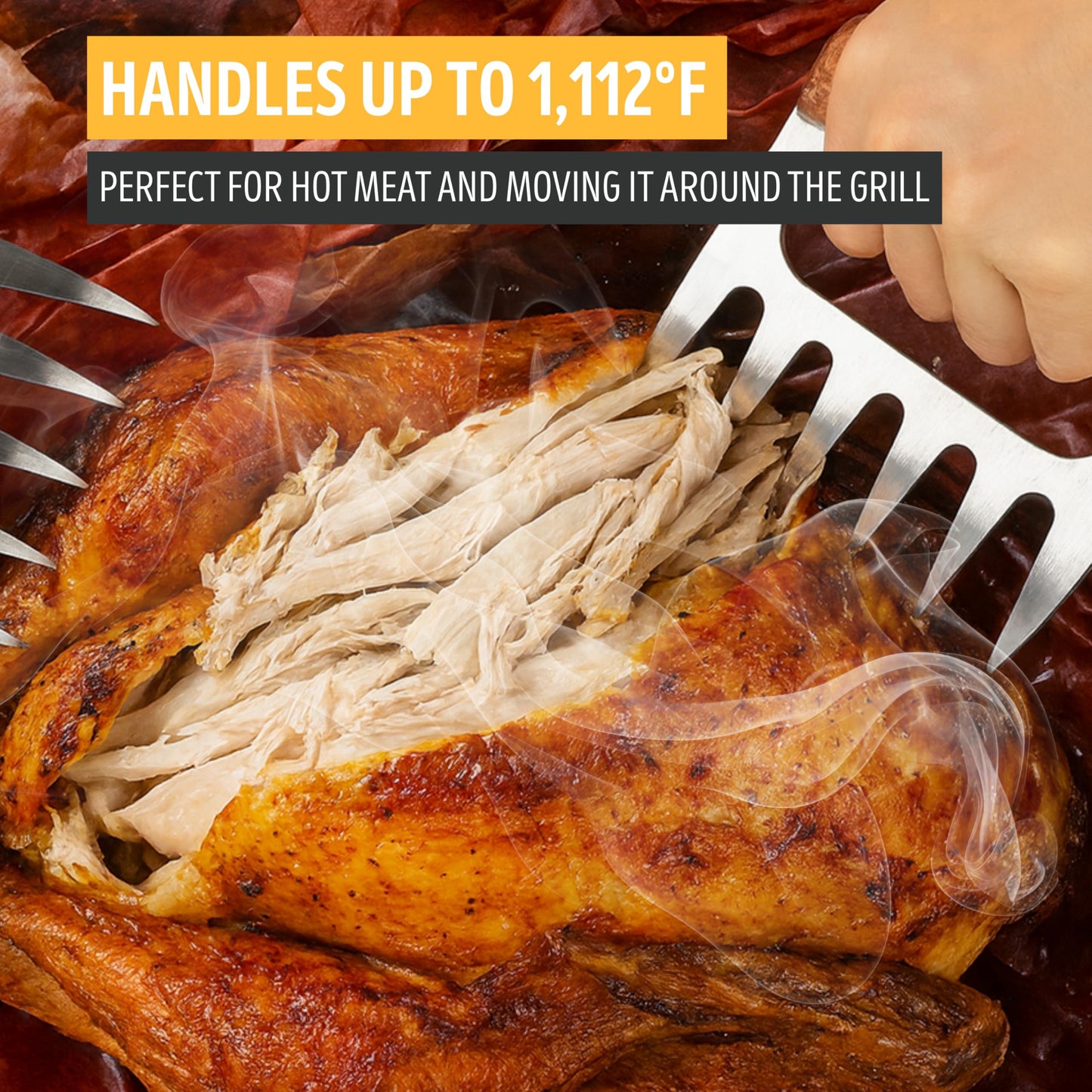 Premium 18/8 Stainless Steel Meat Shredder Claws with Wooden Handles – Effortlessly Shred, Pull & Serve Pork, Turkey, Chicken & Brisket – Perfect BBQ Gift Idea